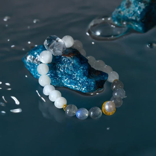 Echoes Within / Lunar Phase& Moon Grey Moonstone Crystal Bracelet