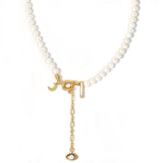 'The Alphabet Collection' 18K gold plated 26 Letter Mother of Pearl Shell Pendant Diamond Pearl Necklace