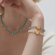 Lotus Within · 18K Gold Vermeil / Rhodium Plated Sterling Silver As You Wish White Nephrite Jade Beaded Bracelet