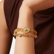 Lotus Within · Lotus & FisLotus Within · 18K Gold Vermeil / Rhodium Plated Sterling Silver Lotus & Fish Coin Double Wrap Citrine Braceleth Coin Double Wrap Citrine Bracelet