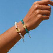 Lotus Within · 18K Gold Vermeil / Rhodium Plated Sterling Silver As You Wish White Nephrite Jade Beaded Bracelet