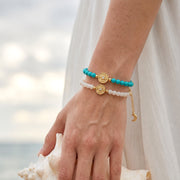 Lotus Within · 18K Gold Vermeil / Rhodium Plated Sterling Silver As You Wish Turquoise Beaded Bracelet