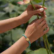 Lotus Within · 18K Gold Vermeil / Rhodium Plated Sterling Silver As You Wish Turquoise Beaded Bracelet