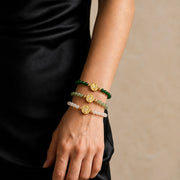 Lotus Within · 18K Gold Vermeil / Rhodium Plated Sterling Silver As You Wish Green Nephrite Jade Beaded Bracelet