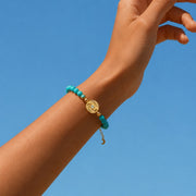 Lotus Within · 18K Gold Vermeil / Rhodium Plated Sterling Silver As You Wish Turquoise Beaded Bracelet