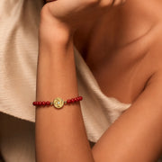 Lotus Within · 18K Gold Vermeil / Rhodium Plated Sterling Silver As You Wish Persimmon Red Nanhong Agate Beaded Bracelet