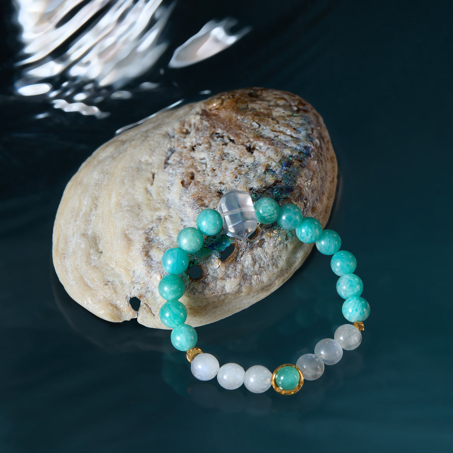 Lunar Whisper /Lunar Phase& Moon Amazonite Moonstone Crystal Bracelet