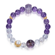 Mystic Clarity / Lunar Phase& Moon Amethyst Clear Quartz Crystal Bracelet