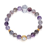 Mystic Veil / Lunar Phase& Moon Amethyst Super Seven Clear Quartz  Crystal Bracelet