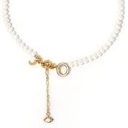 'The Alphabet Collection' 18K gold plated 26 Letter Mother of Pearl Shell Pendant Diamond Pearl Necklace
