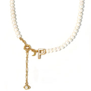 'The Alphabet Collection' 18K gold plated 26 Letter Mother of Pearl Shell Pendant Diamond Pearl Necklace