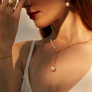 PEARLWING Diamond Pearl Y Shaped Chain Necklace
