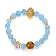 Solar Voice / Lunar Phase& Moon Aquamarine Citrine Crystal Bracelet