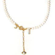 'The Alphabet Collection' 18K gold plated 26 Letter Mother of Pearl Shell Pendant Diamond Pearl Necklace