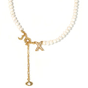 'The Alphabet Collection' 18K gold plated 26 Letter Mother of Pearl Shell Pendant Diamond Pearl Necklace