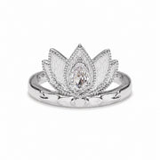 Lotus Within · 18K Gold Vermeil / Rhodium Plated Sterling Silver Blooming Lotus Drop Adjustable Open Ring