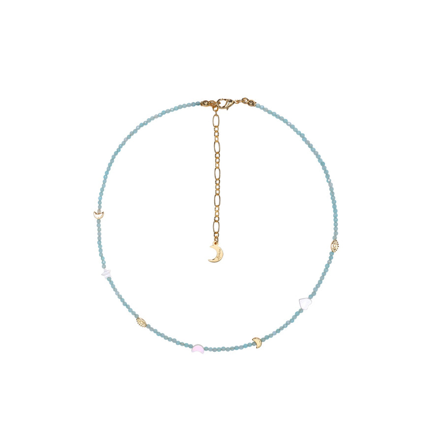 Evil Eye Moon & Heart Gold Vermeil Choker Necklace & Bracelet, Crystal Protection Jewelry