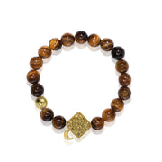 「Three Charms」 Sundial &Lotus&The endless love knot Yellow Tiger's Eye beaded bracelet