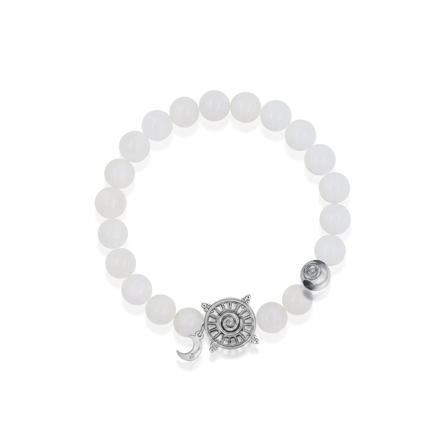 「Three Charms」 Sundial &Lotus&The endless love knot Moonstone beaded bracelet