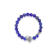 「Three Charms」 Sundial &Lotus&The endless love knot Lapis beaded bracelet