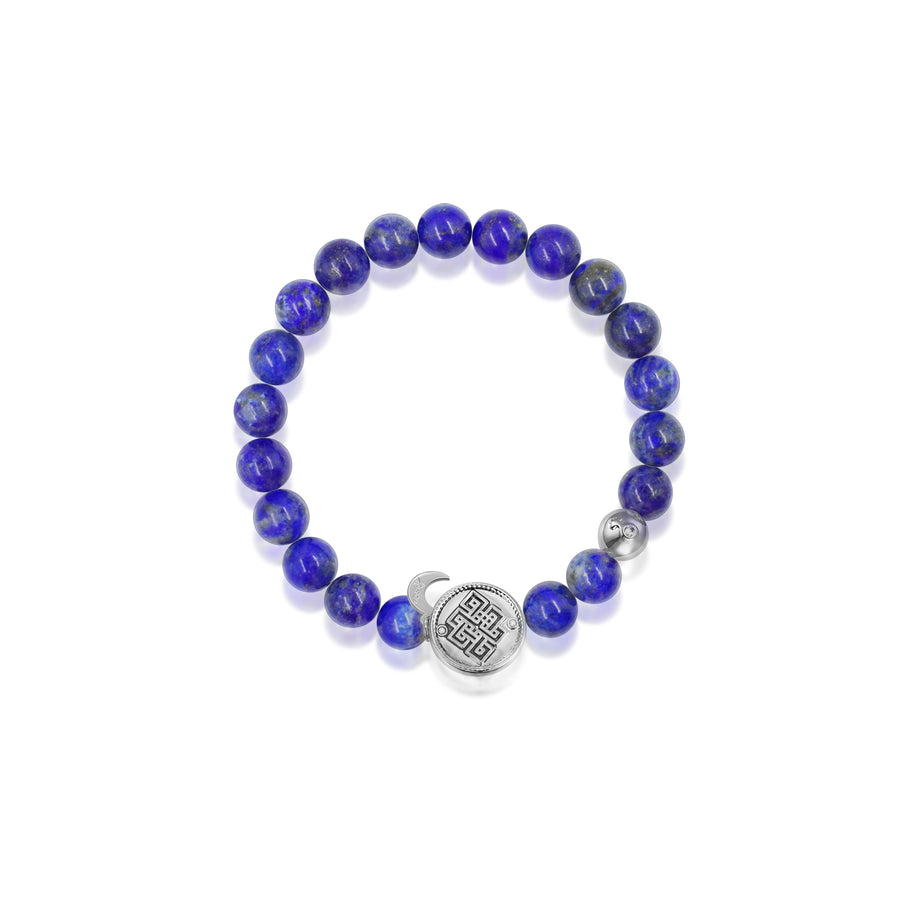 「Three Charms」 Sundial &Lotus&The endless love knot Lapis beaded bracelet