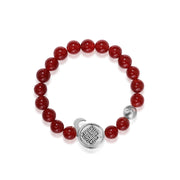 「Three Charms」 Sundial &Lotus&The endless love knot Red Agate beaded bracelet