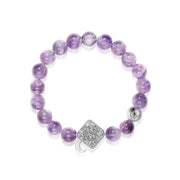 「Three Charms」 Sundial &Lotus&The endless love knot Amethyst beaded bracelet