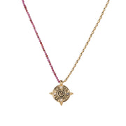 「Three Charms」Solar Meridian the sun crystle beaded necklace