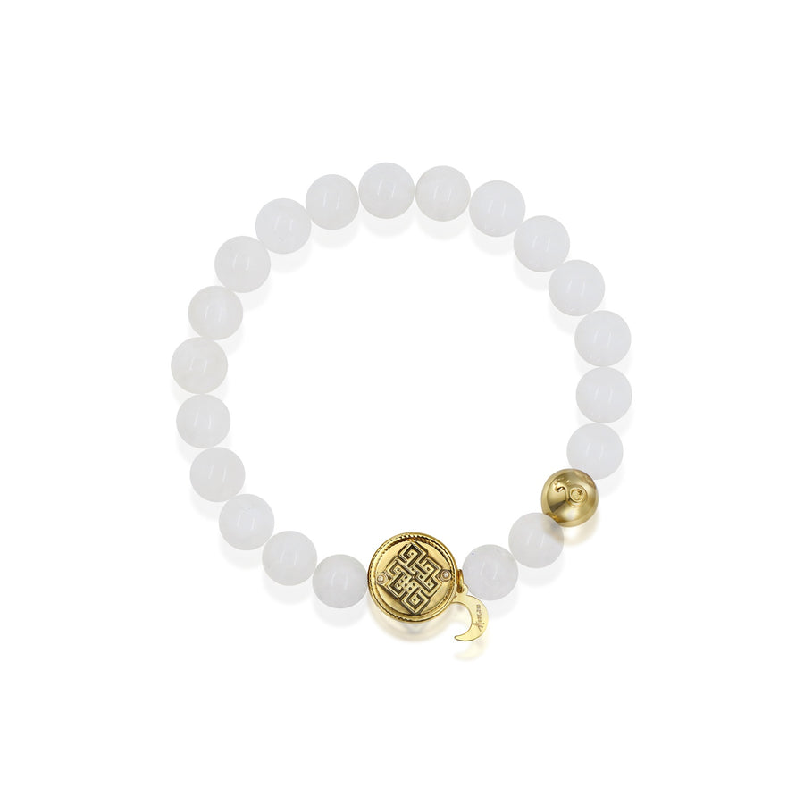「Three Charms」 Sundial &Lotus&The endless love knot Moonstone beaded bracelet