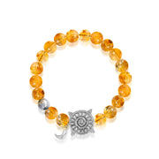 「Three Charms」 Sundial &Lotus& The endless love knot Citrine beaded bracelet
