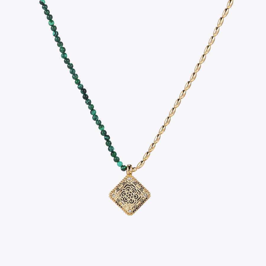 「Three Charms」Lunar Bloom Lotus crystal beaded necklace