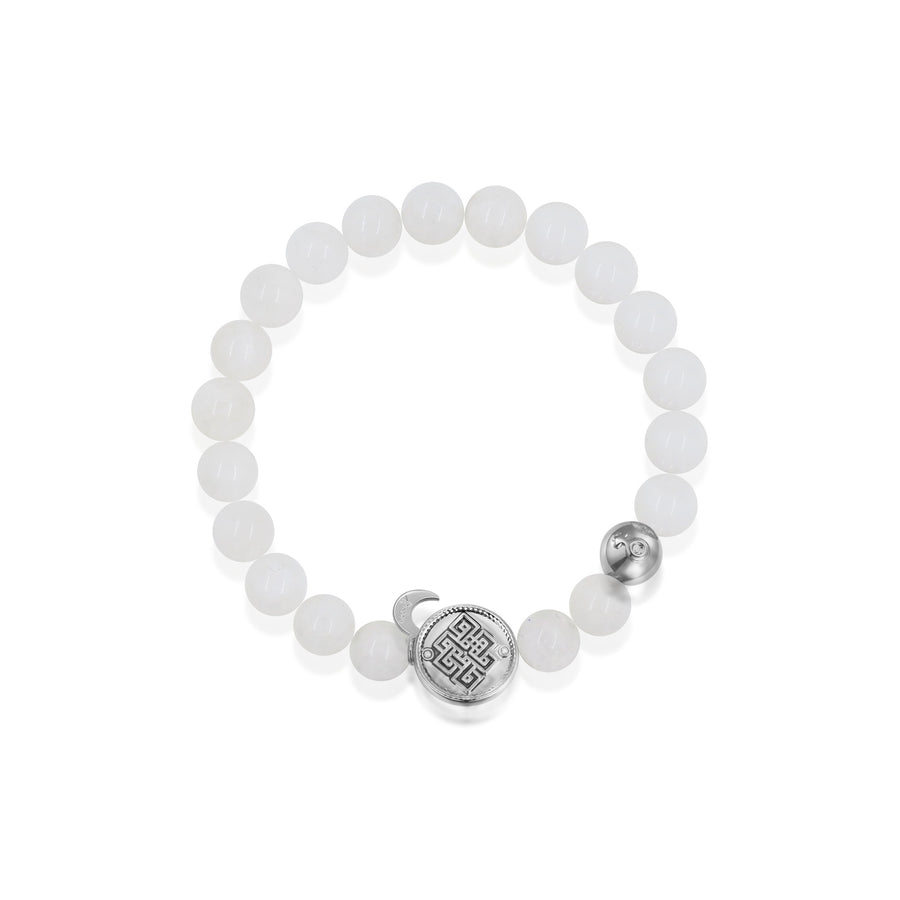 「Three Charms」 Sundial &Lotus&The endless love knot Moonstone beaded bracelet