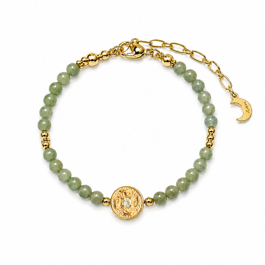 Lotus Within · 18K Gold Vermeil / Rhodium Plated Sterling Silver As You Wish Celadon Nephrite Jade Beaded Bracelet