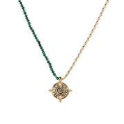 「Three Charms」Solar Meridian the sun crystle beaded necklace