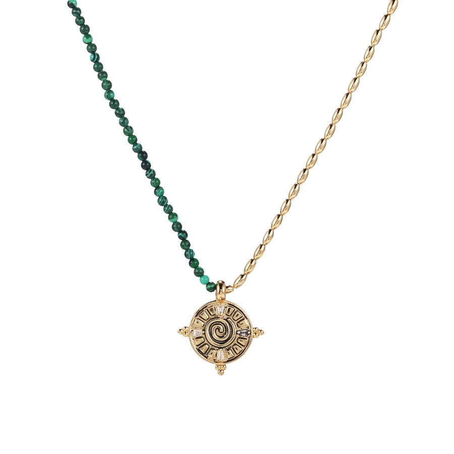 「Three Charms」Solar Meridian the sun crystle beaded necklace