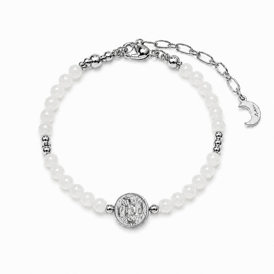 Lotus Within · 18K Gold Vermeil / Rhodium Plated Sterling Silver As You Wish White Nephrite Jade Beaded Bracelet