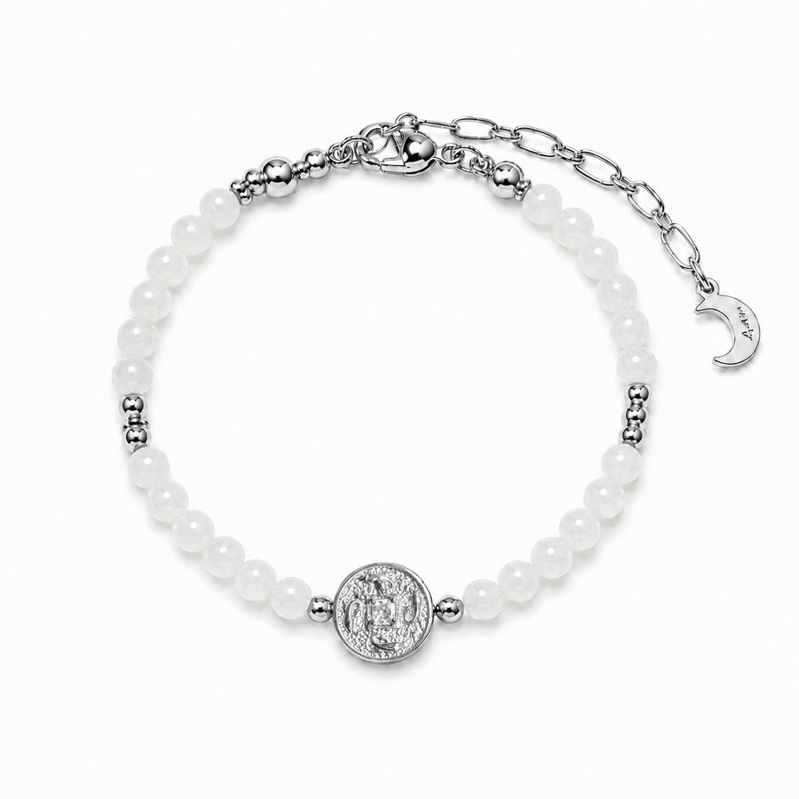 Lotus Within · 18K Gold Vermeil / Rhodium Plated Sterling Silver As You Wish White Nephrite Jade Beaded Bracelet
