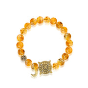 「Three Charms」 Sundial &Lotus& The endless love knot Citrine beaded bracelet