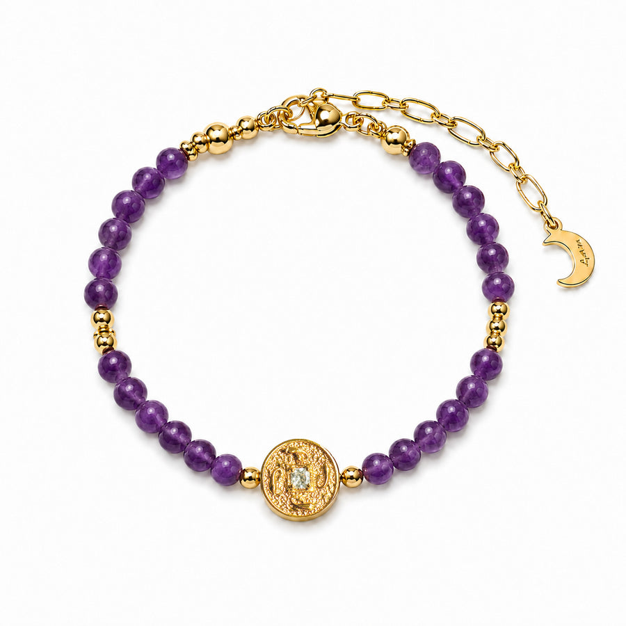 Lotus Within · 18K Gold Vermeil / Rhodium Plated Sterling Silver As You Wish Amethyst Beaded Bracelet