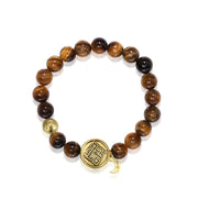 「Three Charms」 Sundial &Lotus&The endless love knot Yellow Tiger's Eye beaded bracelet
