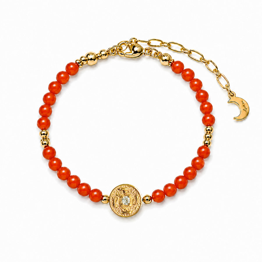 Lotus Within · 18K Gold Vermeil / Rhodium Plated Sterling Silver As You Wish Persimmon Red Nanhong Agate Beaded Bracelet