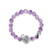 「Three Charms」 Sundial &Lotus&The endless love knot Amethyst beaded bracelet