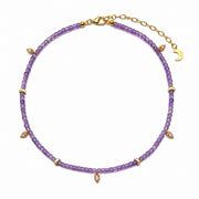 Lotus Within · 18K Gold Vermeil Starlit Moon Amethyst Choker Necklace & Bracelet