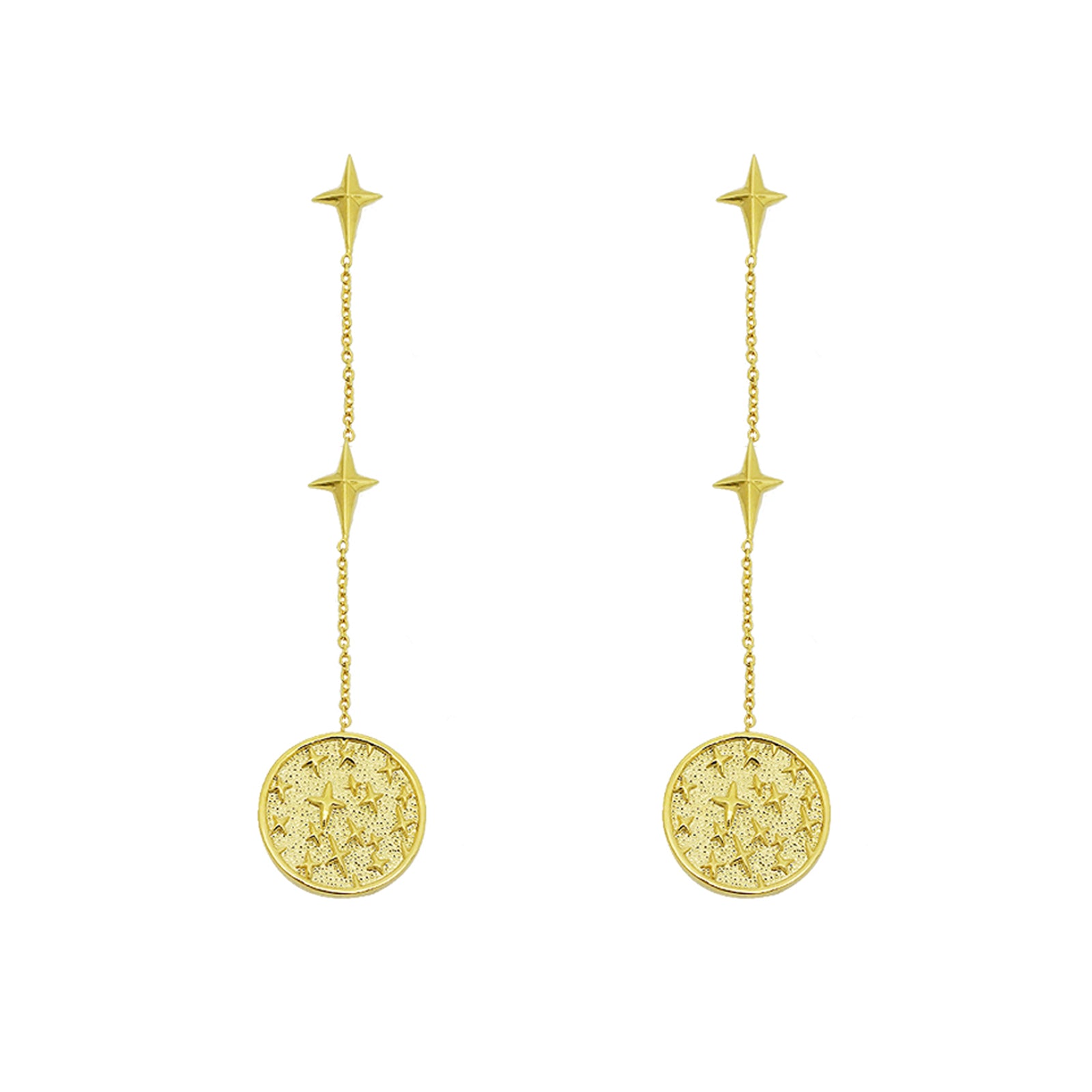 Golden Stars Layered Crystal Star Dangle Earrings – Neshe Fashion Jewelry