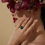 REBORN 'Air' Oracle Bone Malachite  Customized Open Ring