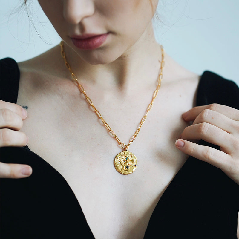 12 CONSTELLATIONS Capricorn double-sided customized coin necklace