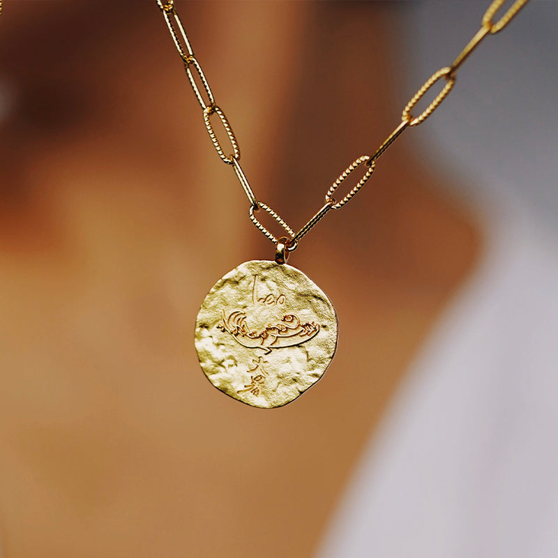 12 CONSTELLATIONS Leo double-sided customized coin necklace