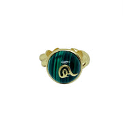 REBORN 'Air' Oracle Bone Malachite  Customized Open Ring