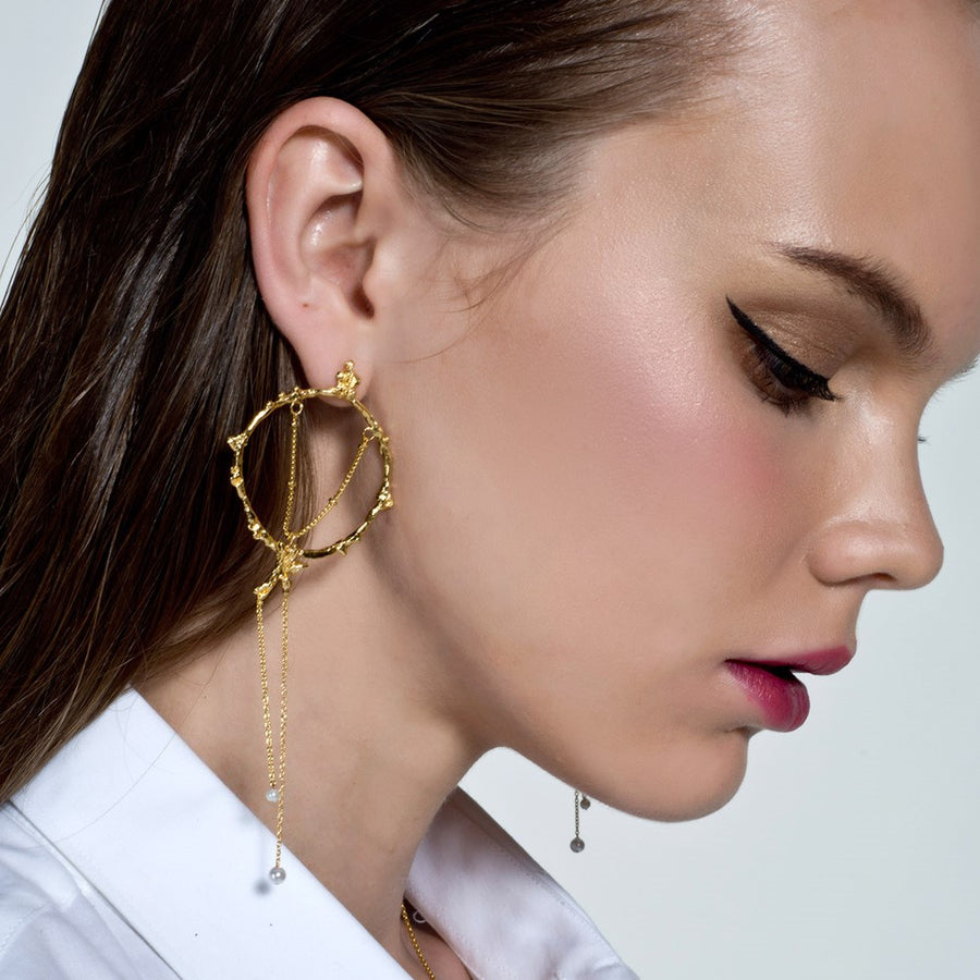 LOST IN EDEN'S GARDEN  18K Gold Plated Pearl Drop Earrings
